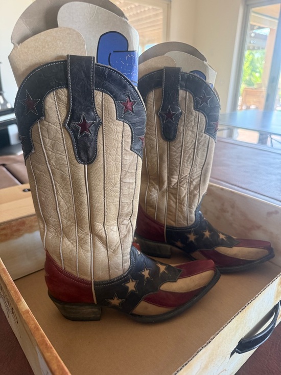 Old Gringo Shoes - Old Gringo Blue/Bone/Red Leather Boots